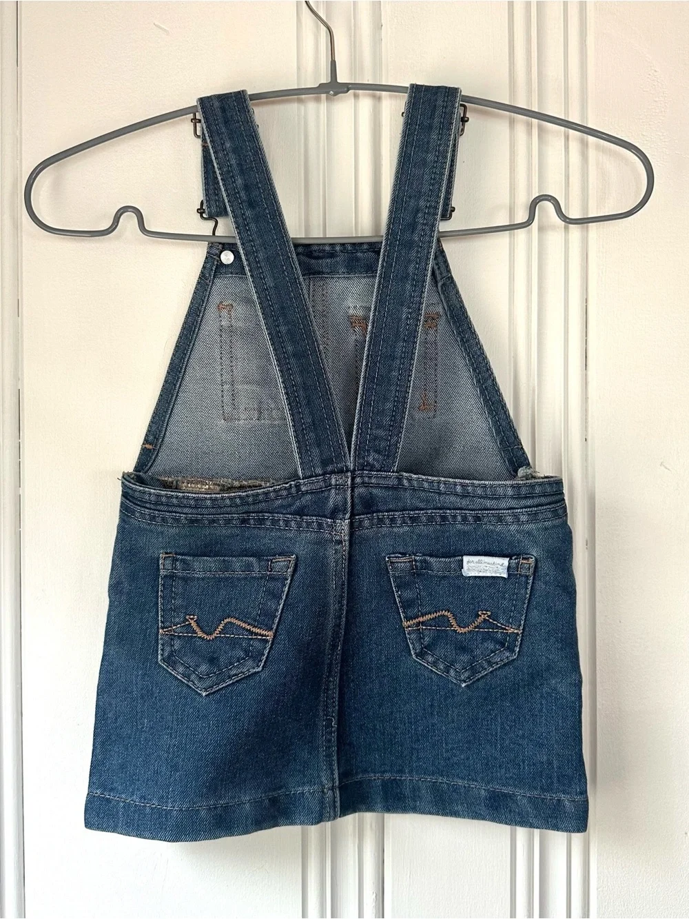 7 For All Mankind Blue Denim Overall Baby Dress 18M, Adjustable w/ Pockets